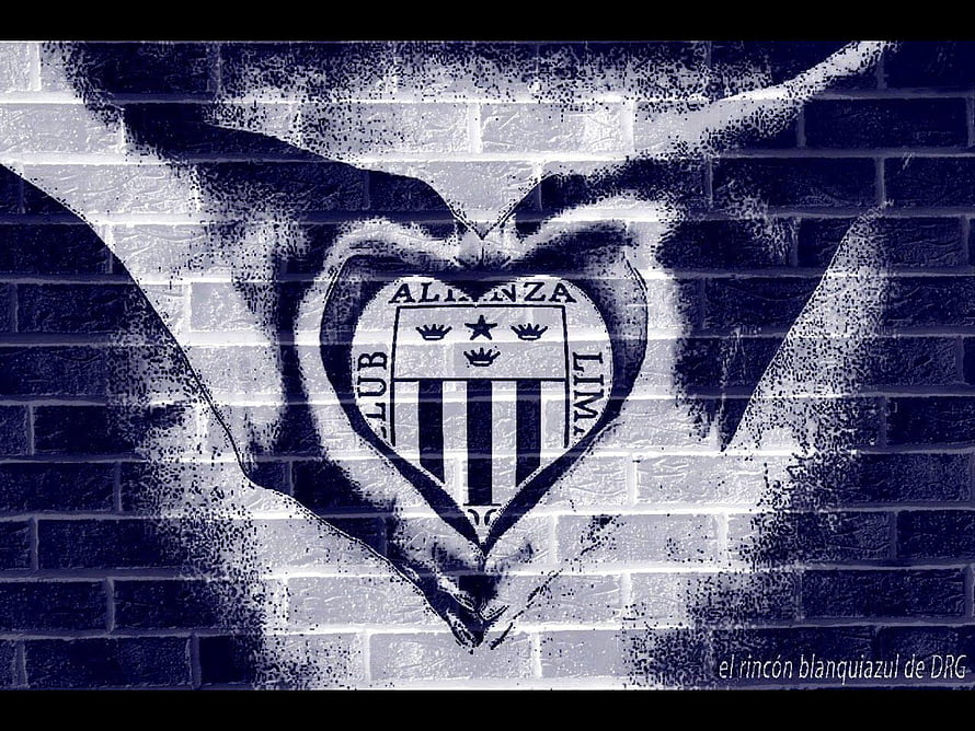Allianza Lima Heart Crest Street Art on Brick Wall HD wallpaper