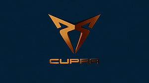 Cupra Automotive Brand Emblem in Metallic Gold on Dark Navy Background HD wallpaper
