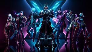 Fortnite Season X Catalyst Squad Neon Stage Lineup HD wallpaper
