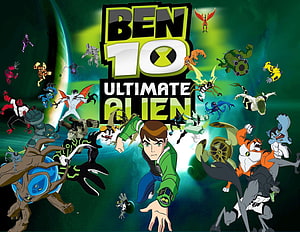 Ben 10 Ultimate Alien Hero and Alien Forms Group Artwork HD wallpaper