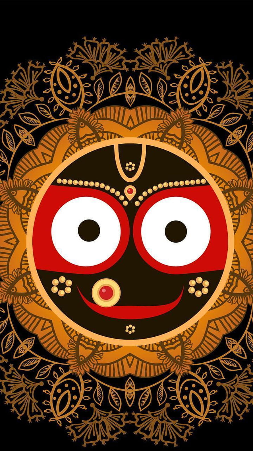 Cute Baby Krishna Vector Art with Intricate Golden Mandala Pattern on Black Background, Jagannath for Android, #jagannath HD phone wallpaper
