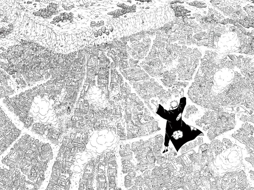 Madara Uchiha Overlooking The Destroyed Hidden Leaf Village Manga Panel, Yuushi on Twitter:, naruto manga panels HD wallpaper