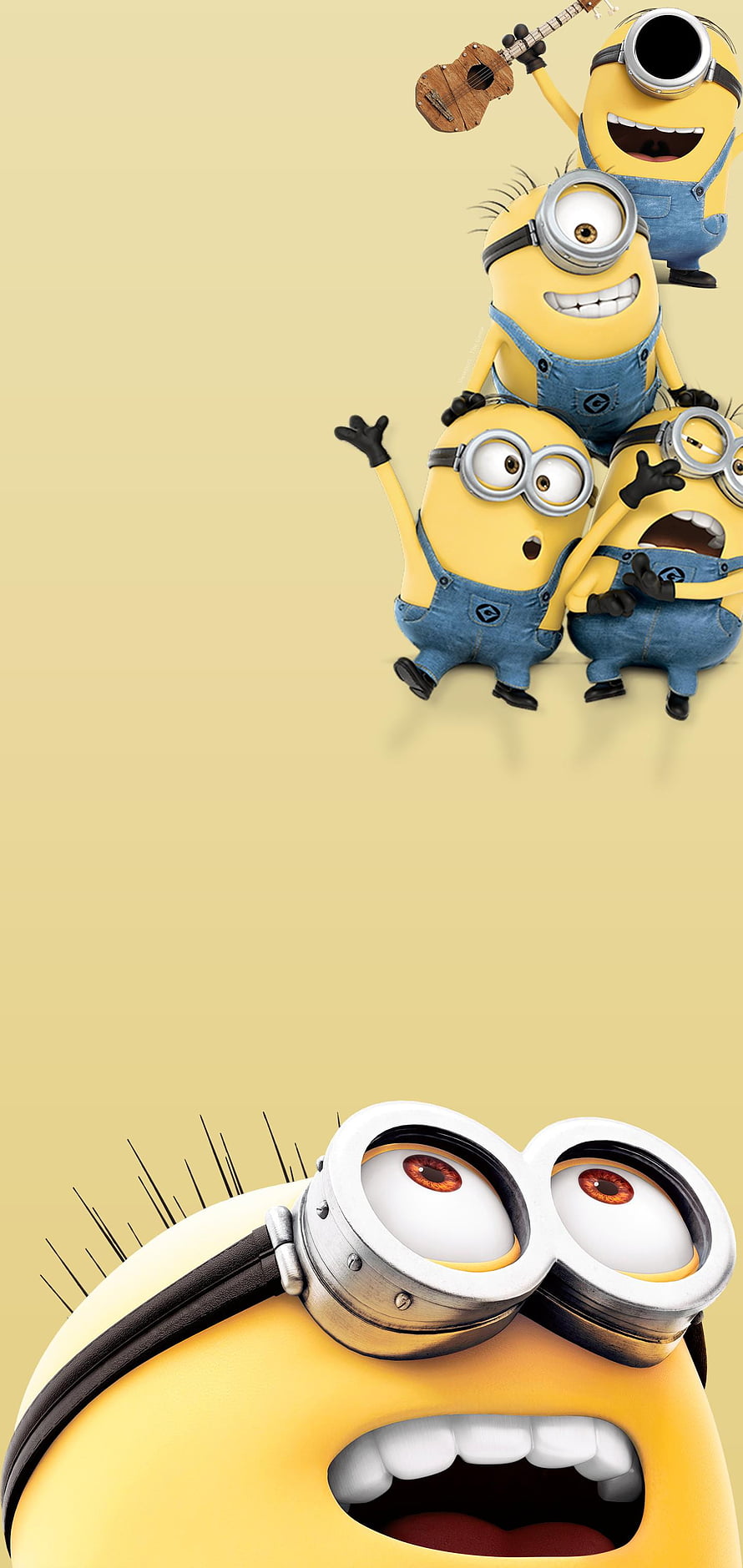 Despicable Me Minions Playing Music on Yellow Background HD phone wallpaper