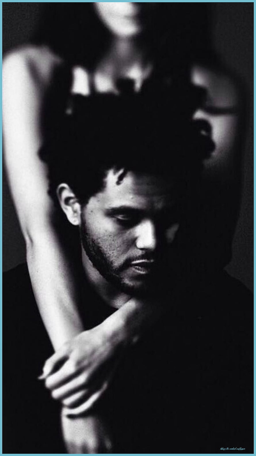 The Weeknd moody black and white portrait with dramatic shadows and intimate pose HD phone wallpaper