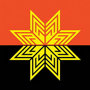 Dewa 19 Geometric Star Logo on Split Red and Black Background HD phone wallpaper