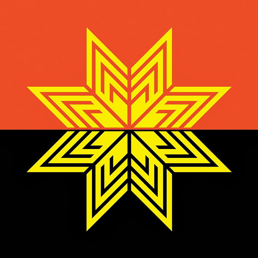 Dewa 19 Geometric Star Logo on Split Red and Black Background HD phone wallpaper