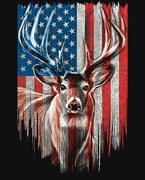 American Flag Deer Head Artwork with Distressed Patriotic Design HD phone wallpaper