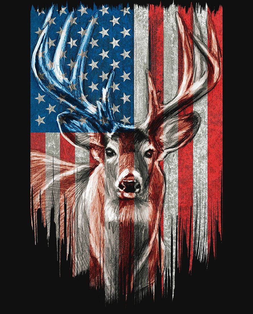 American Flag Deer Head Artwork with Distressed Patriotic Design HD phone wallpaper