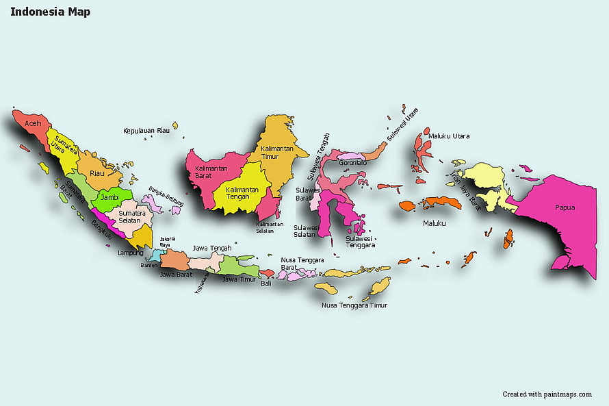 Colorful Political Map of Indonesia Showing All Provinces and Regions HD wallpaper