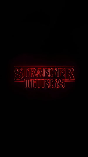 Stranger Things Neon Red Logo on Black Background Minimalist Design HD phone wallpaper