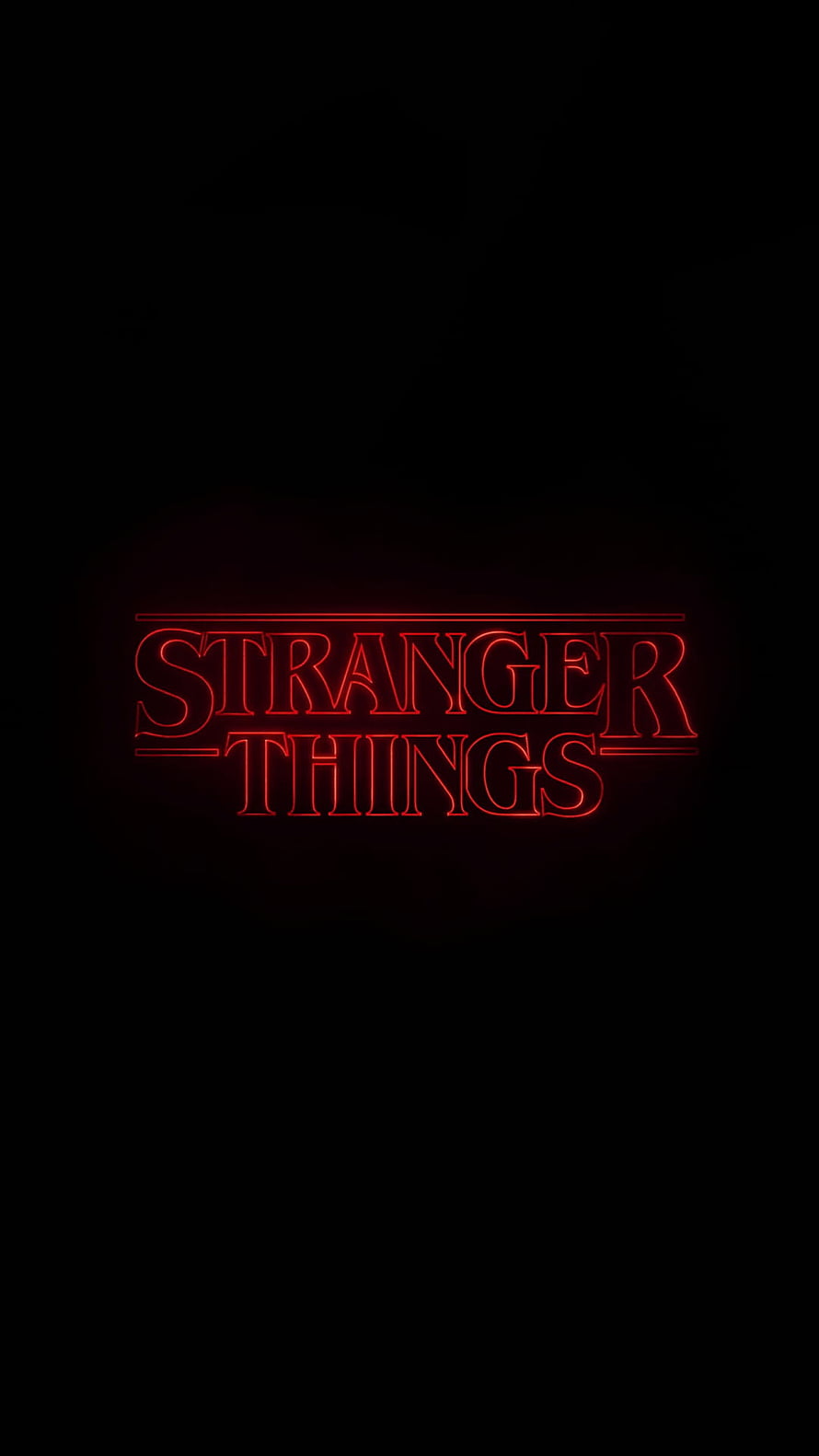 Stranger Things Neon Red Logo on Black Background Minimalist Design HD phone wallpaper