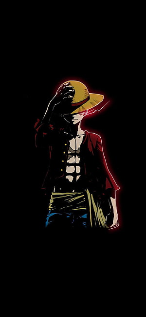 Monkey D. Luffy One Piece Anime Character Dark Silhouette Wallpaper HD phone wallpaper