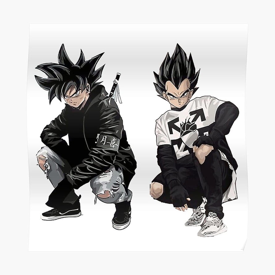 Goku and Vegeta in Modern Streetwear Style Anime Illustration HD phone wallpaper