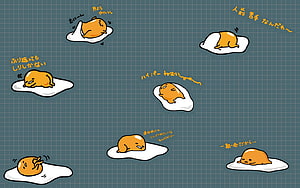 Gudetama Lazy Egg Character Illustration on Grid Background HD wallpaper