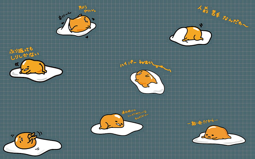 Gudetama Lazy Egg Character Illustration on Grid Background HD wallpaper
