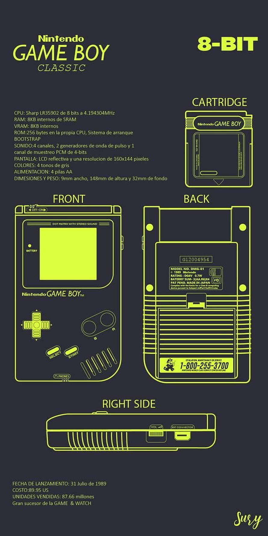 Nintendo Game Boy Classic Technical Blueprint and Schematic Diagram HD phone wallpaper