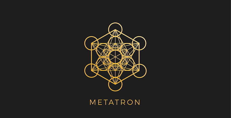 Golden Metatron's Cube Sacred Geometry Line Art on Black Background HD wallpaper