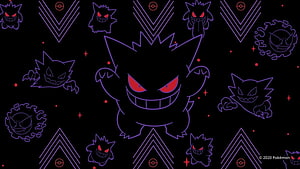 Gengar Neon Outline Pattern Wallpaper with Haunter and Gastly HD wallpaper