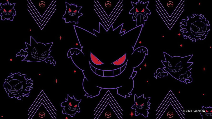 Gengar Neon Outline Pattern Wallpaper with Haunter and Gastly HD wallpaper