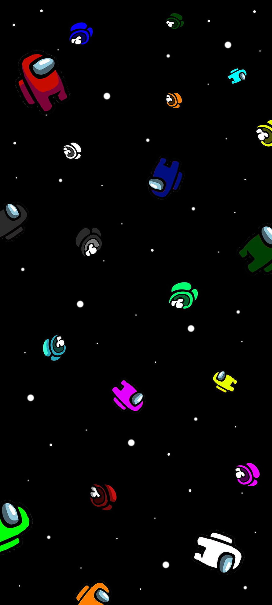 Colorful Among Us Crewmates Floating in Starry Space HD phone wallpaper