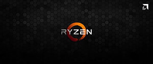 AMD Ryzen Processor Logo on Dark Hexagonal Grid Background HD wallpaper