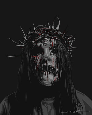 Joey Jordison Slipknot Portrait with Spiked Crown and Dark Grunge Aesthetic HD phone wallpaper