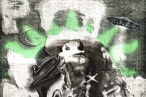 Yeat 2 Alivë Album Artwork with Grunge Texture and Green Accents HD wallpaper