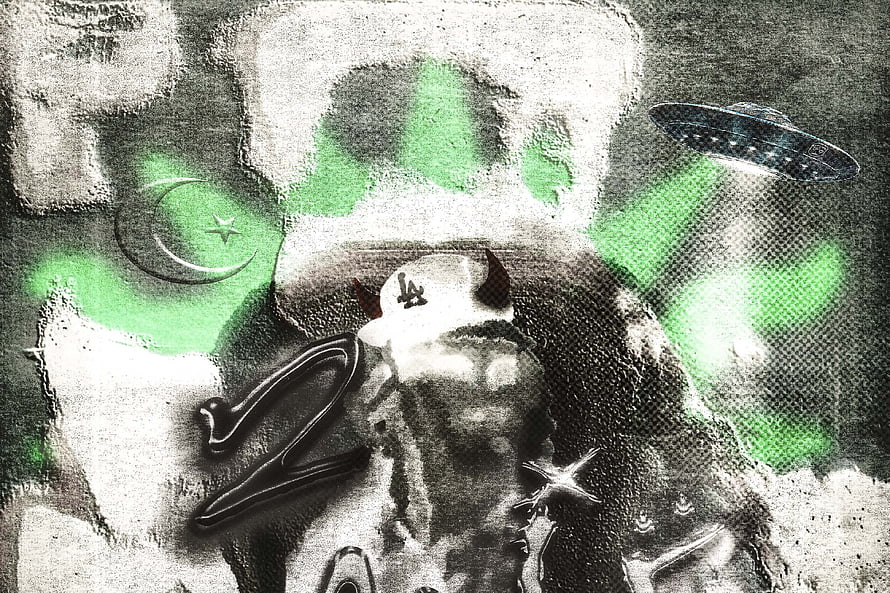 Yeat 2 Alivë Album Artwork with Grunge Texture and Green Accents HD wallpaper