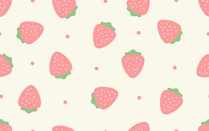 Cute Kawaii Strawberry Seamless Pattern on Cream Background HD wallpaper