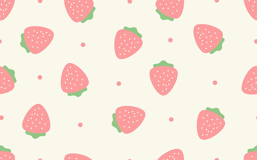 Cute Kawaii Strawberry Seamless Pattern on Cream Background HD wallpaper