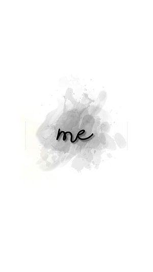 Minimalist Aesthetic Wallpaper With The Word Me In Cursive Script Over A Grey Watercolor Splash HD phone wallpaper