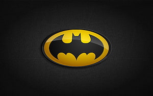 Glossy Batman Emblem on Dark Textured Surface, batman computer backgrounds, #Batman HD wallpaper