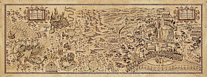 Harry Potter Hogwarts Castle Map Vintage Parchment Style Fantasy Illustration HD wallpaper