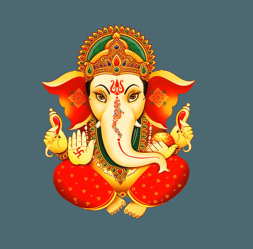Colorful Lord Ganesha Illustration with Red and Gold Attire HD wallpaper