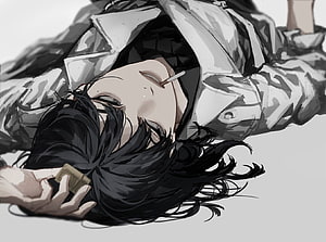 Han Sooyoung Anime Character Lying Down With Cigarette and Phone HD wallpaper