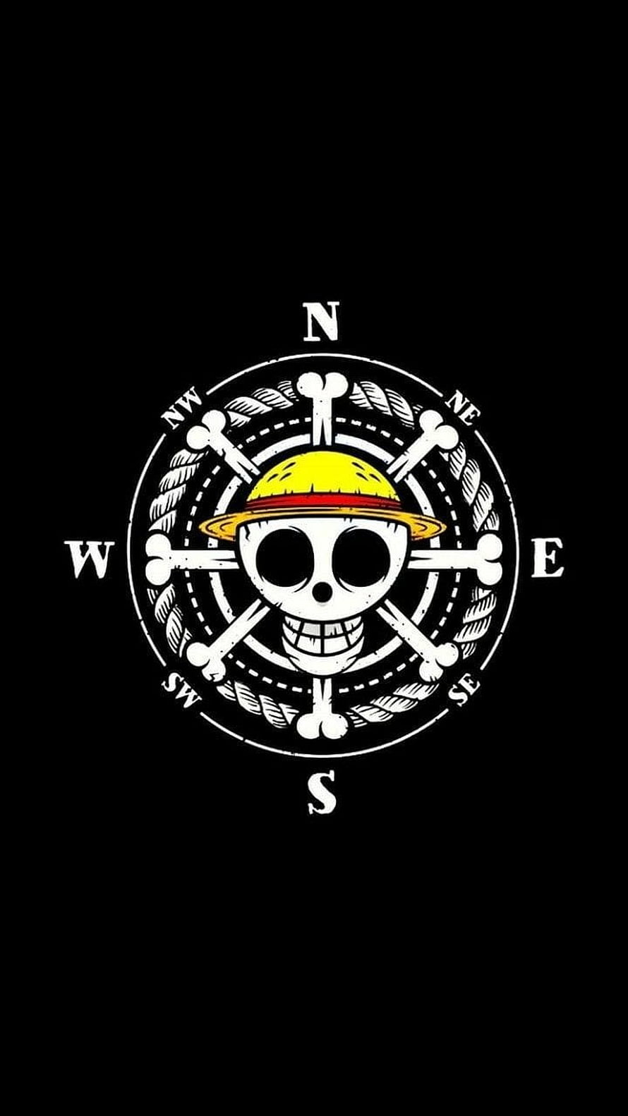 Straw Hat Pirates Jolly Roger Compass Logo One Piece Anime Wallpaper HD phone wallpaper