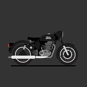 Royal Enfield Classic Motorcycle Minimalist Vector Illustration on Dark Background HD phone wallpaper