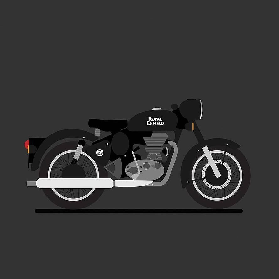Royal Enfield Classic Motorcycle Minimalist Vector Illustration on Dark Background HD phone wallpaper
