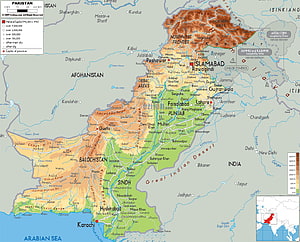 Detailed Physical and Political Map of Pakistan Showing Provinces, Cities, and Topography HD wallpaper