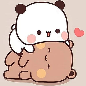Cute cartoon panda hugging a brown bear with a heart HD phone wallpaper