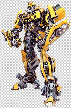 Bumblebee Transformers Movie Character Standing Pose on Transparent Background HD phone wallpaper