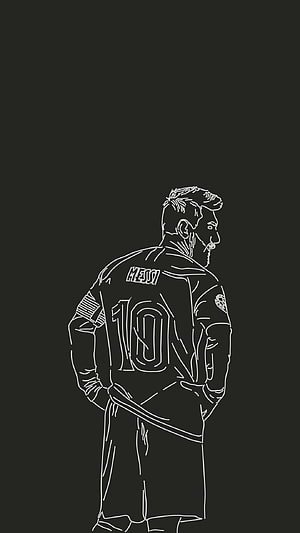 Minimalist Line Art Illustration of Lionel Messi Wearing Number 10 Jersey HD phone wallpaper