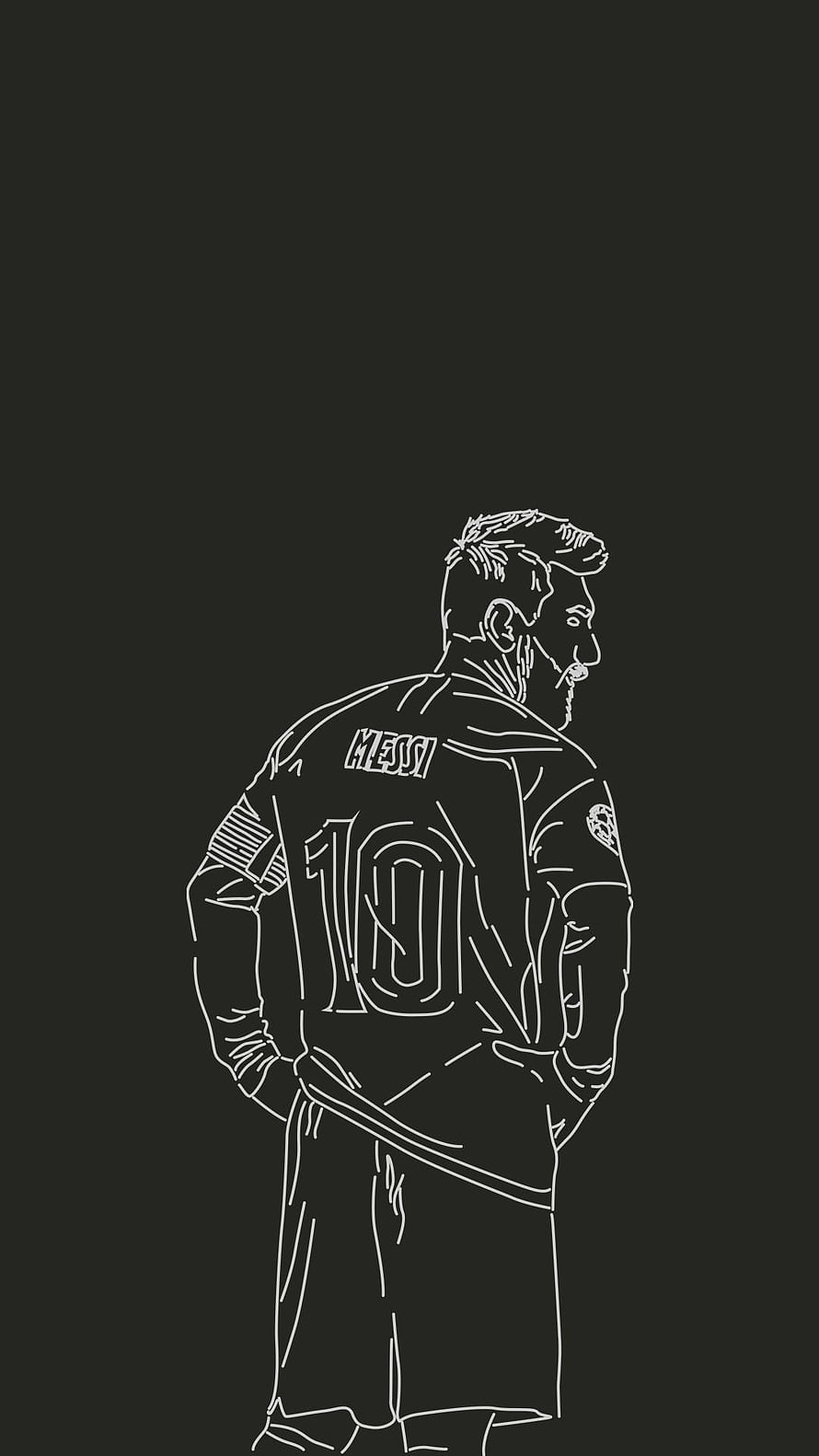 Minimalist Line Art Illustration of Lionel Messi Wearing Number 10 Jersey HD phone wallpaper