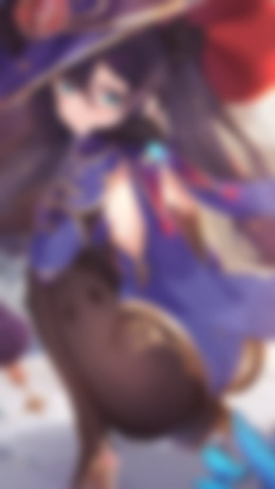 Anime Girl in Blue Dress and Hat with Brown Animal Companion HD phone wallpaper