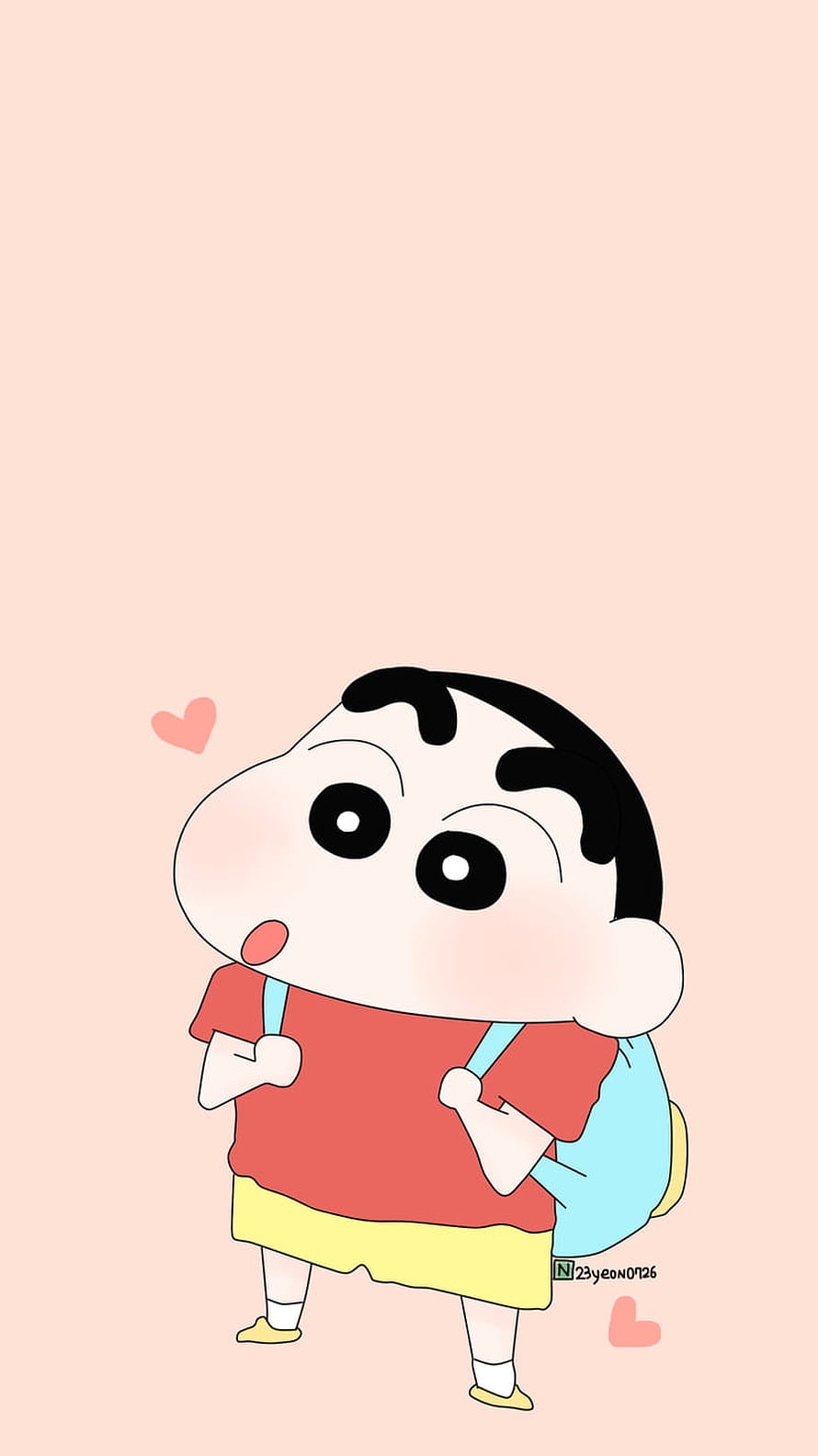 Cute Shin-chan Anime Character Wallpaper with Pink Background HD phone wallpaper