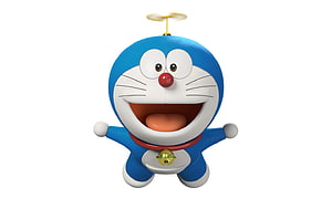 Doraemon 3D Render with Propeller and Bell on White Background HD wallpaper