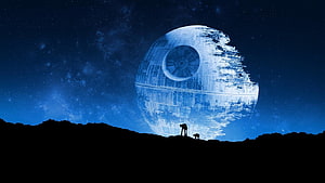 Star Wars Death Star Moon Silhouette Wallpaper HD wallpaper