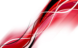 Dynamic Red and Black Abstract Flowing Lines on White Background HD wallpaper