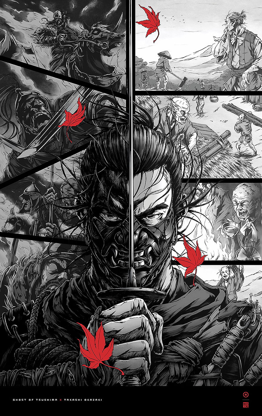 Ghost of Tsushima Takashi Okazaki Crossover Artwork Jin Sakai Manga Style, Ghost of Tsushima Game, the ghost of tsushima HD phone wallpaper
