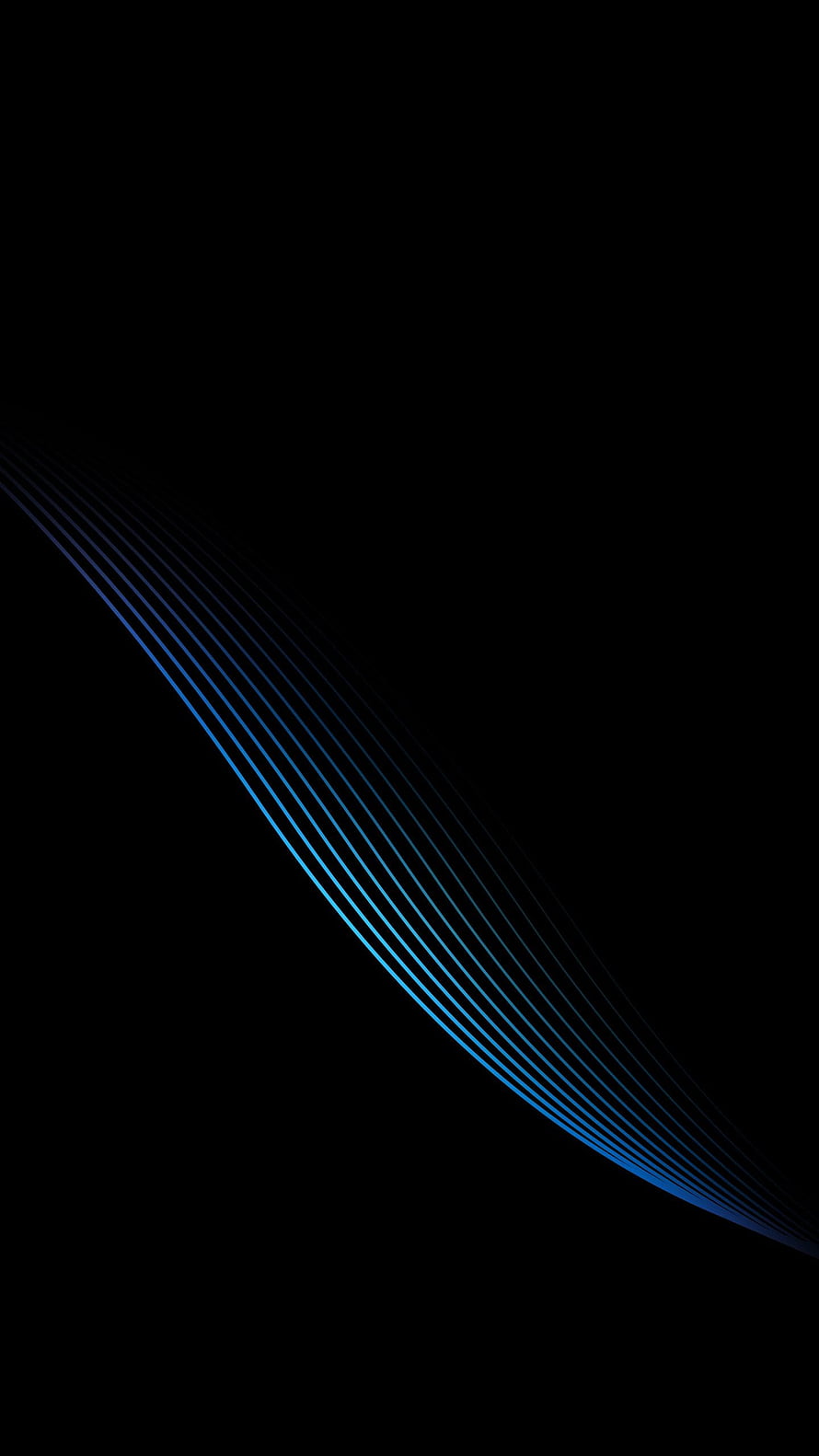 Minimalist Curved Blue Light Streaks on Pure Black AMOLED Display HD phone wallpaper